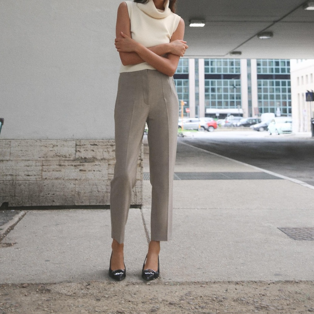 Zara Gray High Waisted Trousers